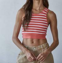 By Together - Ribbed Striped Racer Back Tank Top