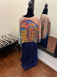John Mark - Women's Tiered Dress With Sheer Overlay