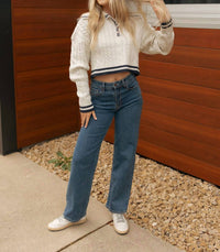 Mable - Lapel Collar Crop Sweater