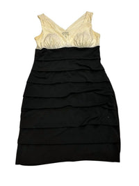 Enfocus Studio Tiered Ruffle Dress in black cream - women's dress - detail view
