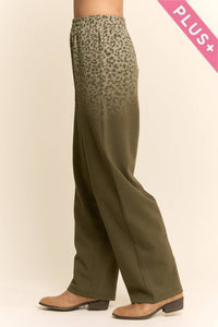 Davi & Dani - Leopard Ombre Knit Wide-leg Pants