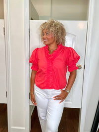 &Merci - Matera Ruffle Trim Puff Sleeves Blouse