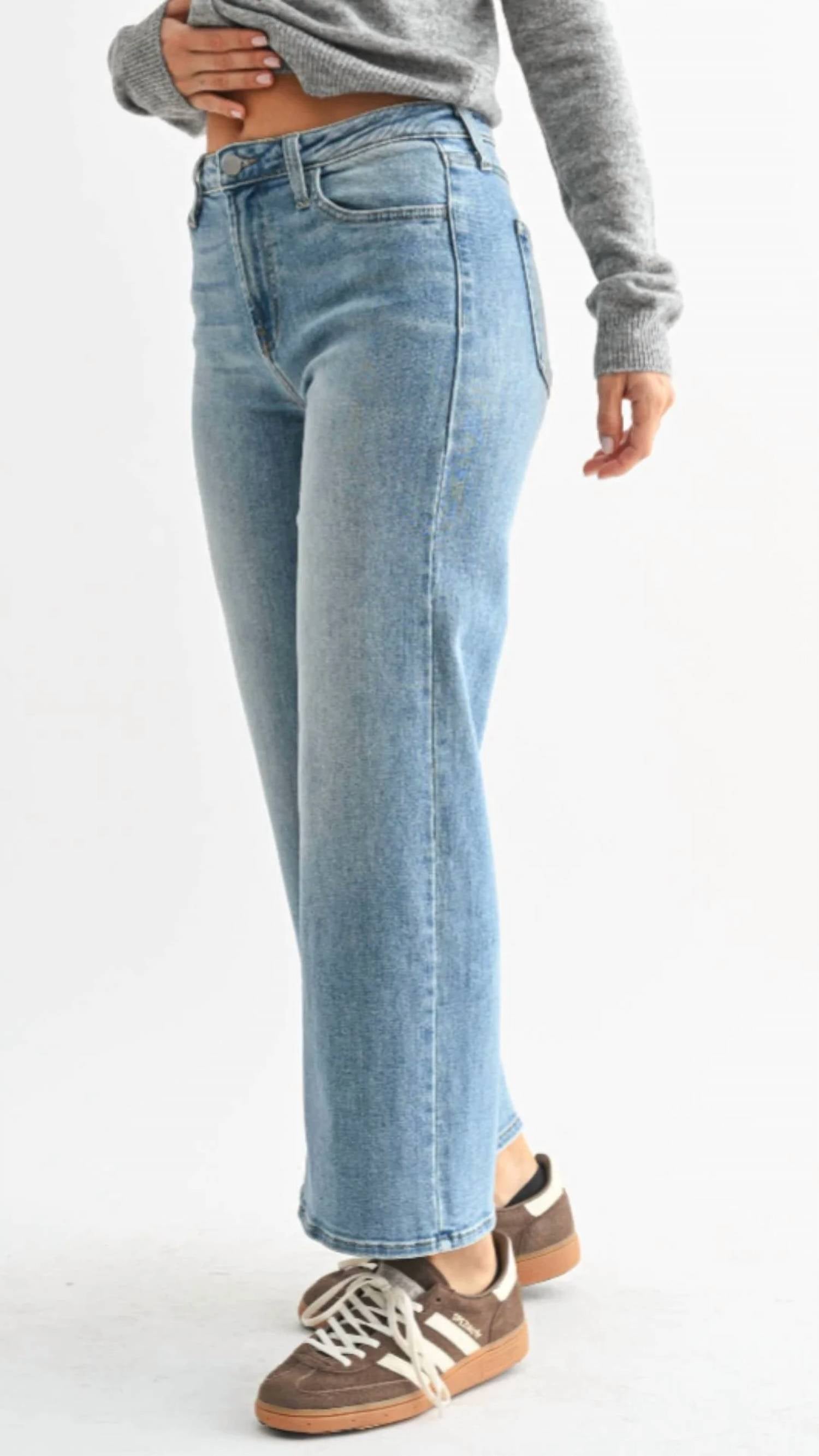 Just Black Denim - High Rise Slim Crop Wide Leg Jeans