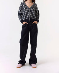 Wispr Pamilla Stripe Cardigan in black - women's cardigan