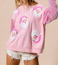 Bibi - Sequin Sleeve Santa Sweatshirt