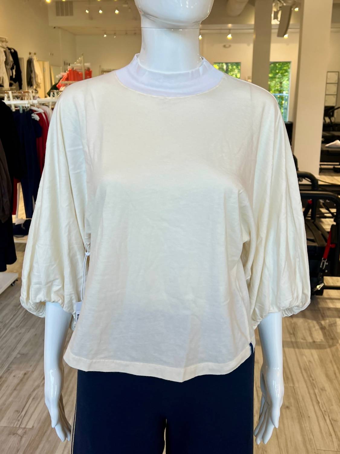 STATESIDE Women's Mock Neck Dolman Top in cream - women's blouse