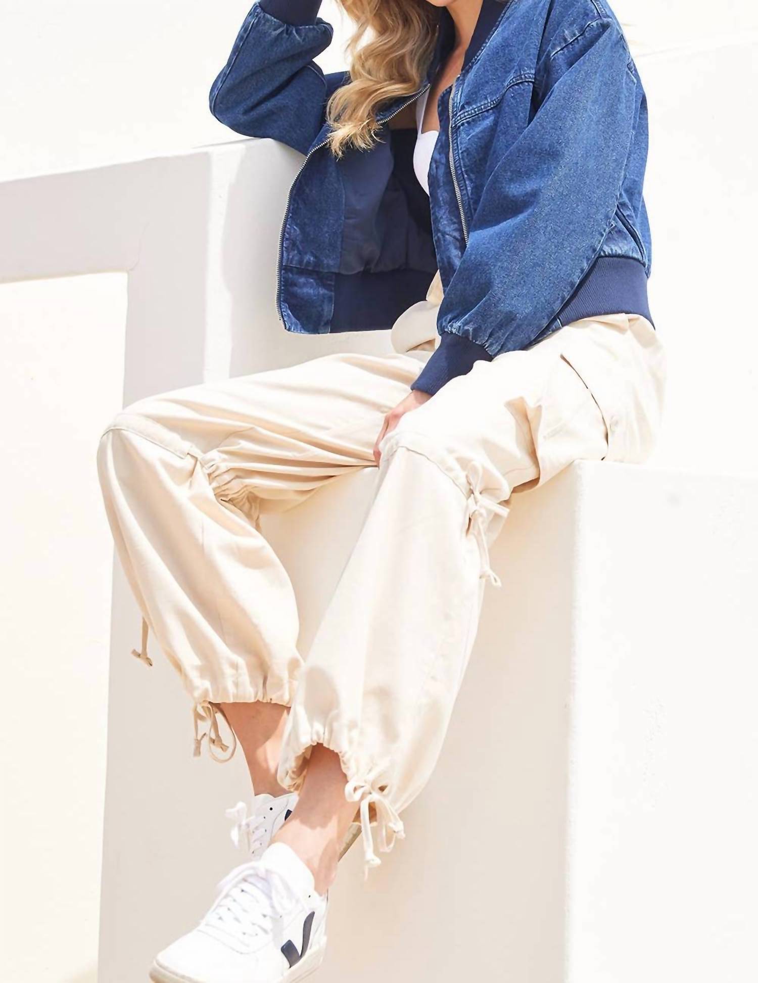 Bluivy - High-rise Drawstring Cargo Pants