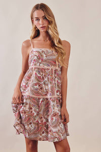 Listicle - Paisley Lace Trim Mini Dress