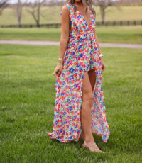 Meet Me in Santorini Floral Cosmo Dress in santorini floral cosmo dress in multi - women's dress - detail view