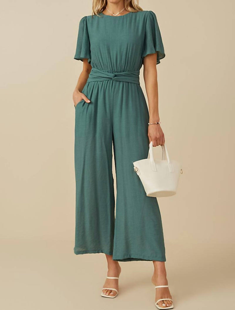 Hayden LA Whisper Linen Romper in teal - women's pants
