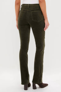 L'Agence Stevie High-rise Straight-leg Jeans in deep olive velvet - women's jeans - alternate view