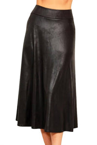 Vegan Leather Long Skirt