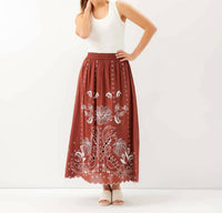Karen Kane - Cut-Out Embroidery Midi Skirt
