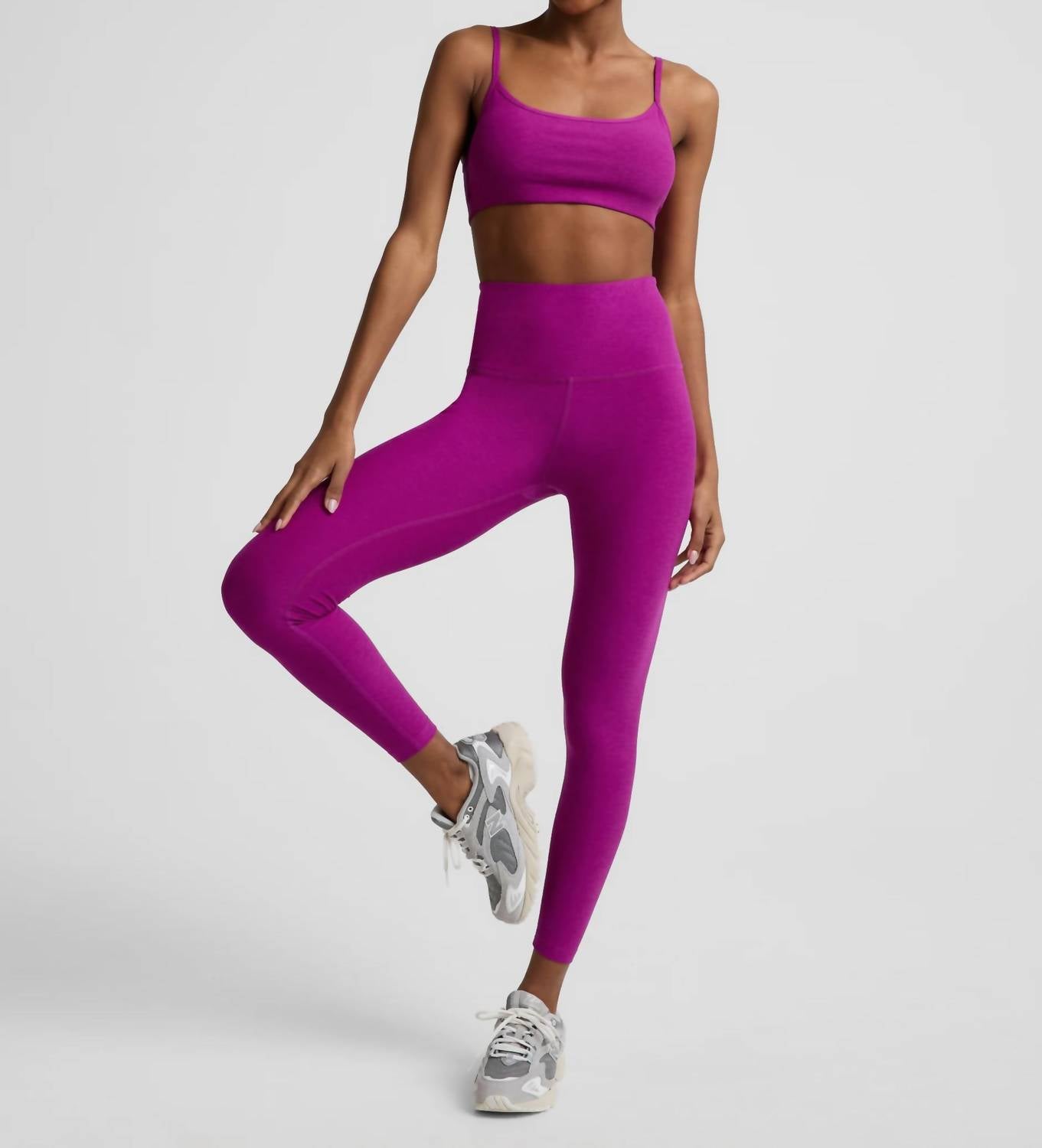 BEYOND YOGA Spacedye Caught In The Midi High Waisted Legging in berry bliss heather - women's legging - alternate view