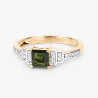 Diana M Jewels Women's Square Natural Green Tourmaline Fashion Ring (0.72 Ct) - Delicate in 14k yellow gold - women's jewelry