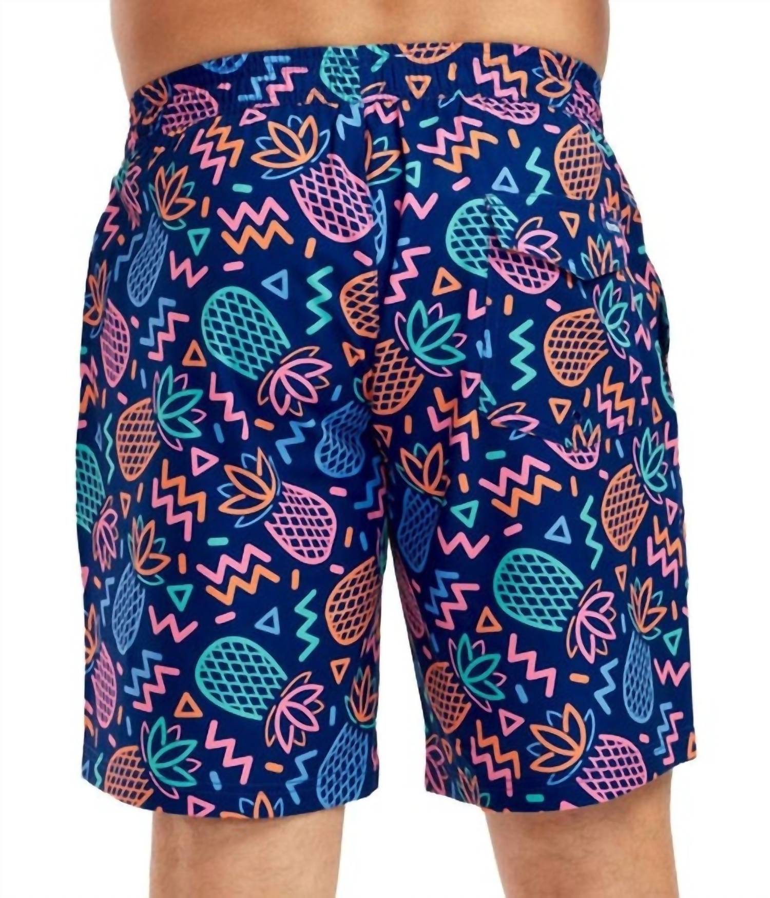 Tipsy Elves Party Pineapple Stretch Swim Trunks in multi - men's swimwear - detail view