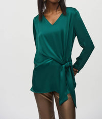 Joseph Ribkoff - Knotted Tie Front V Neck Top