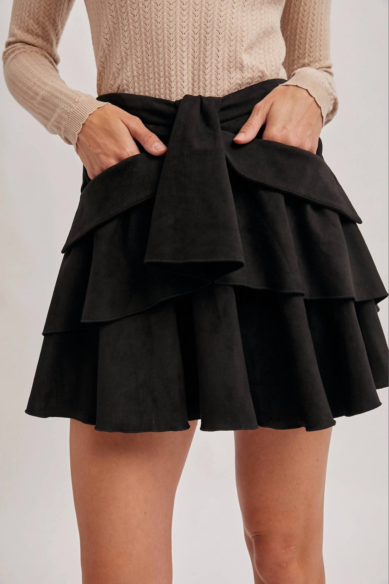 Bluivy - Out On The Town Suede Ruffled Mini Skirt