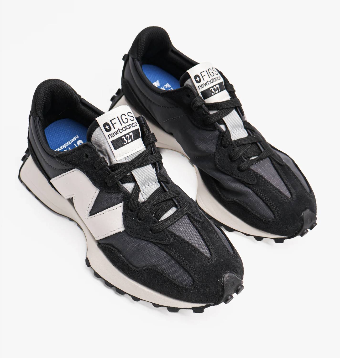 New Balance Women's Figs X 327 Sneaker in black grey - women's sneaker - detail view
