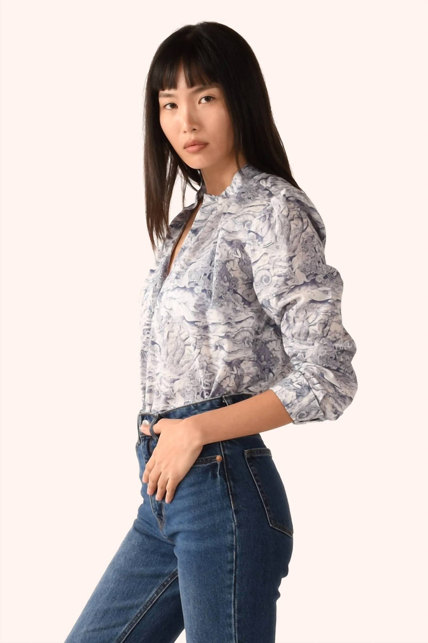 Cissa - Toile Pleated Shoulder Shirt