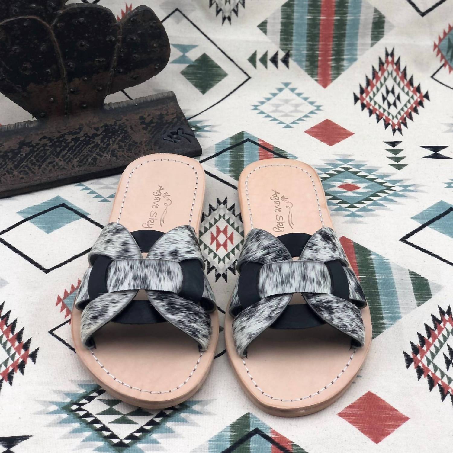 Agave Sky Women's Olivia Slides in salt pepper - women's shoe
