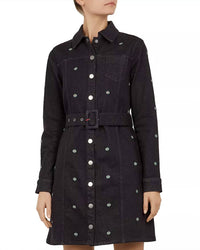 TED BAKER Embroidered Denim Dress in mid wash - women's dress - alternate view