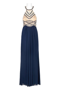 Decode 1.8 - Embellished Bodice Ruched Jersey Mesh Gown