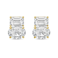 Diana M Jewels - Women's Emerald & Oval Lab-grown Diamond Stud Earrings (12.00 Tcw) - Luxe