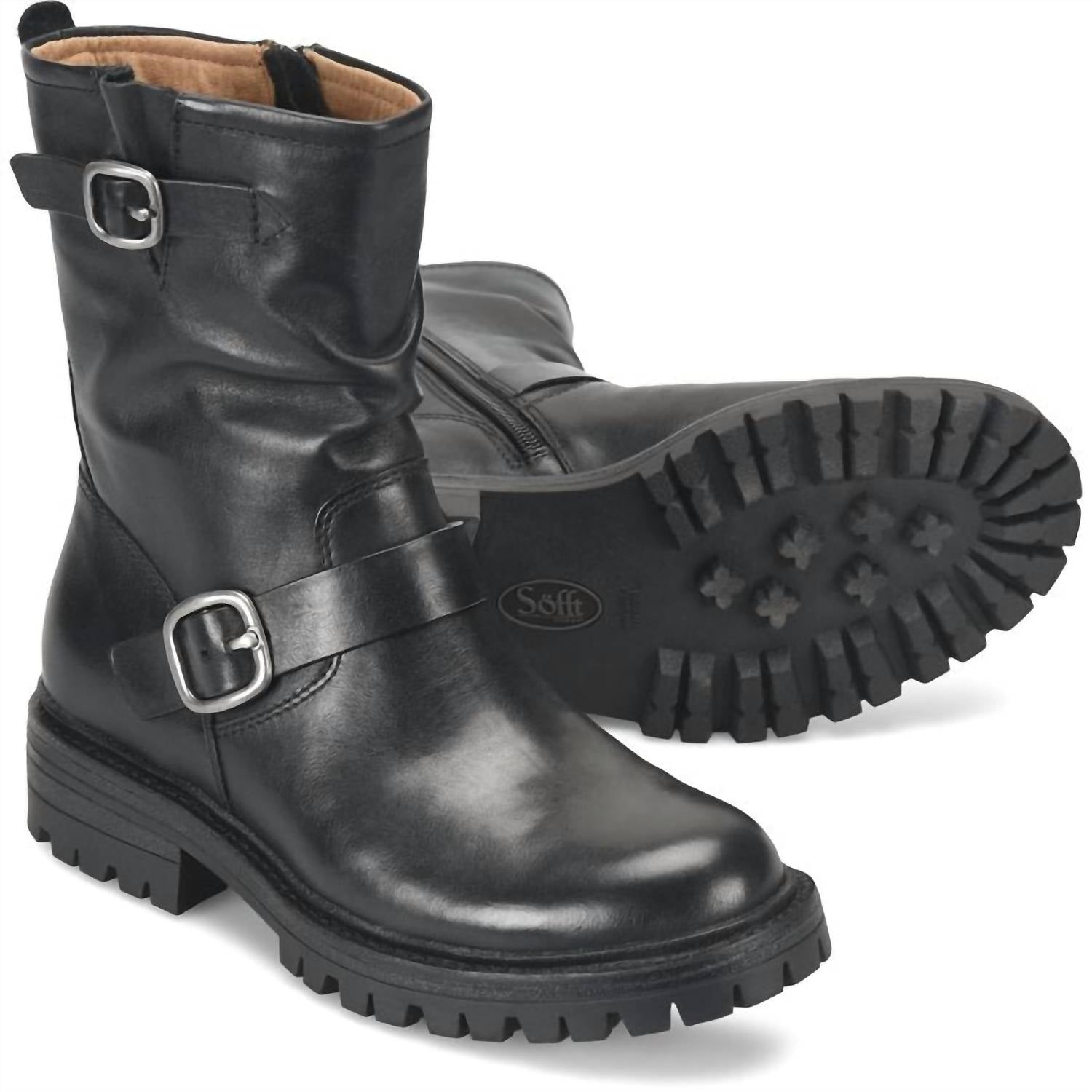 Sofft - Sofft Women's Amberlynn Waterproof Leather Moto Boots Black