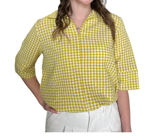 Before You - Gingham Collared Top