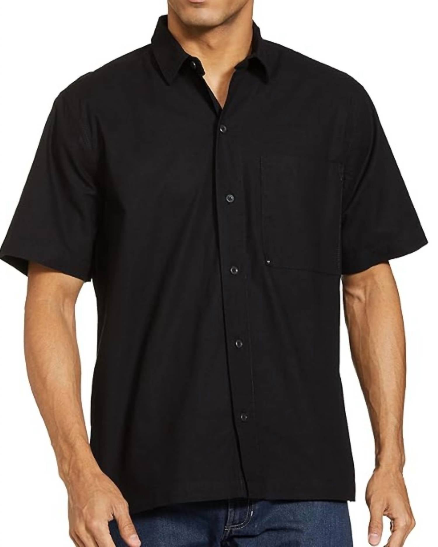 F/X Fusion Short Sleeve Button Up Shirt in black - men's shirt