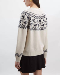 Jumper1234 Clover Crew Sweater in cream navy - women's sweater - alternate view