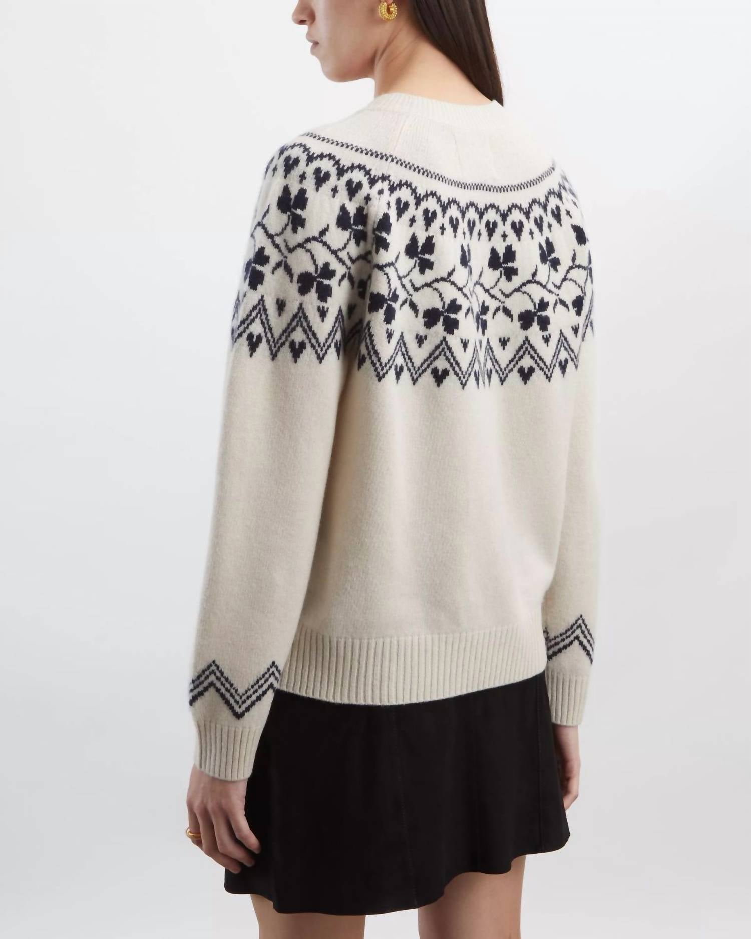 Jumper1234 Clover Crew Sweater in cream navy - women's sweater - alternate view