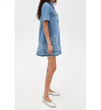 Ganni - Broderie Anglaise Denim Mini Dress