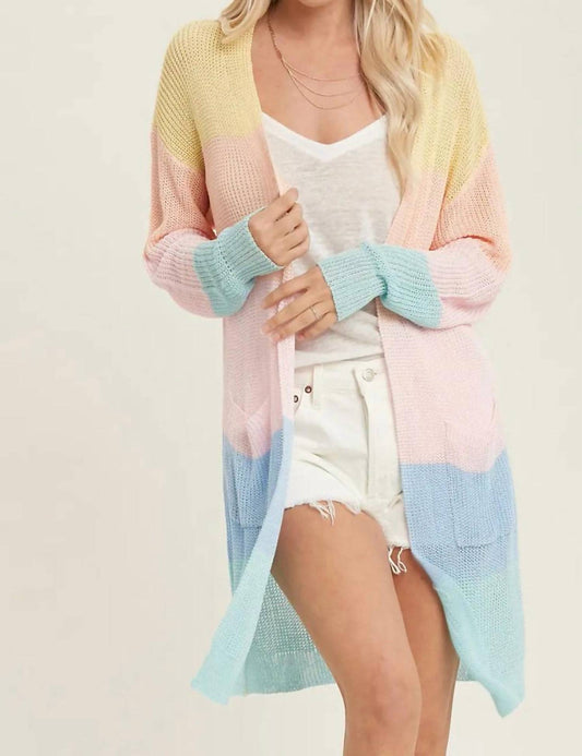 Bluivy - Spring Color Blocked Open Front Cardigan
