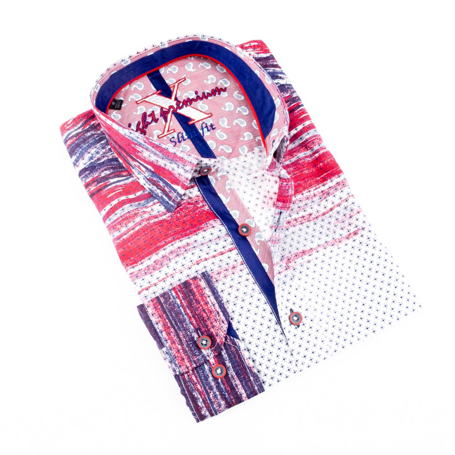 Eight X - Men's Button Down Print Shirt With Paisley Trim