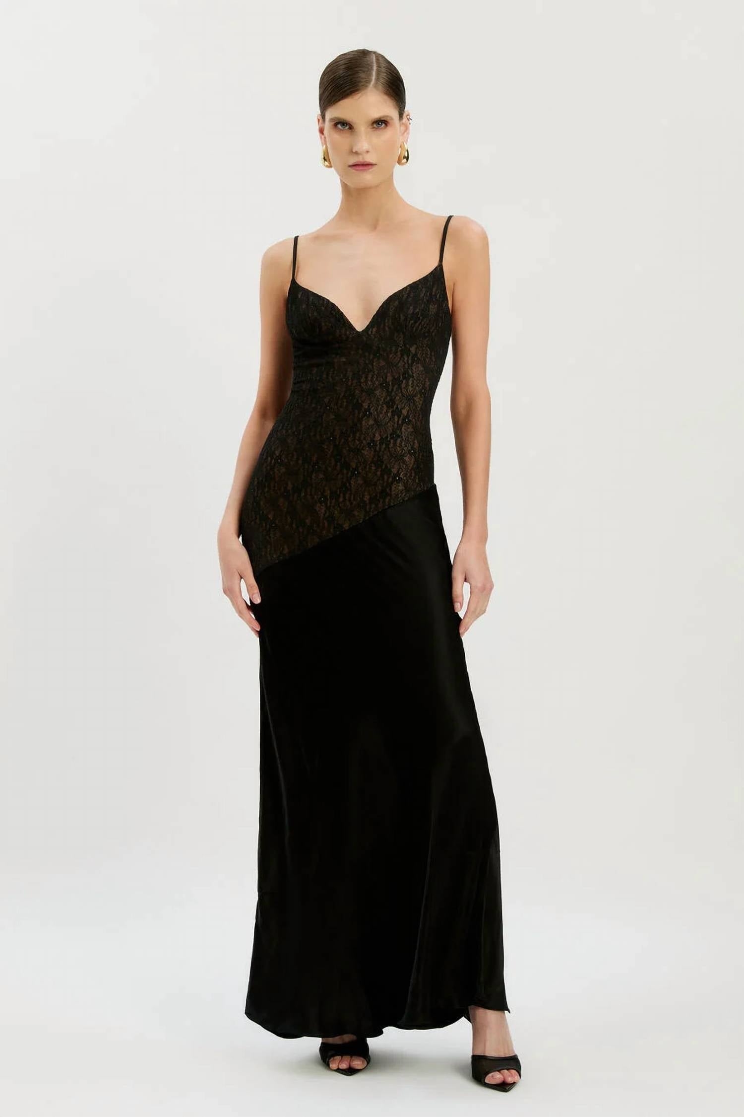 Bardot - Aralia Lace Satin Maxi Dress