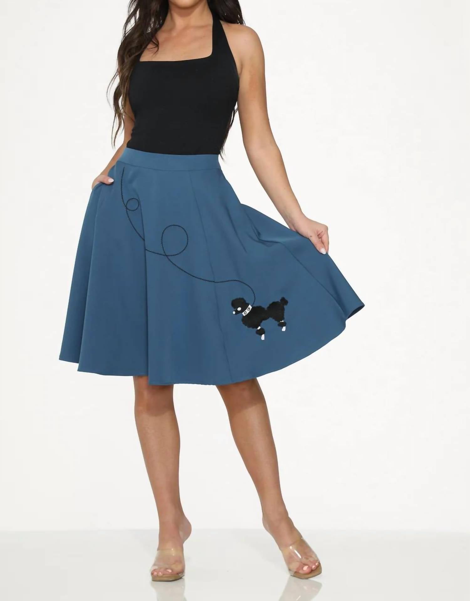 Orchid Bloom - Embroidered Poodle Swing Skirt