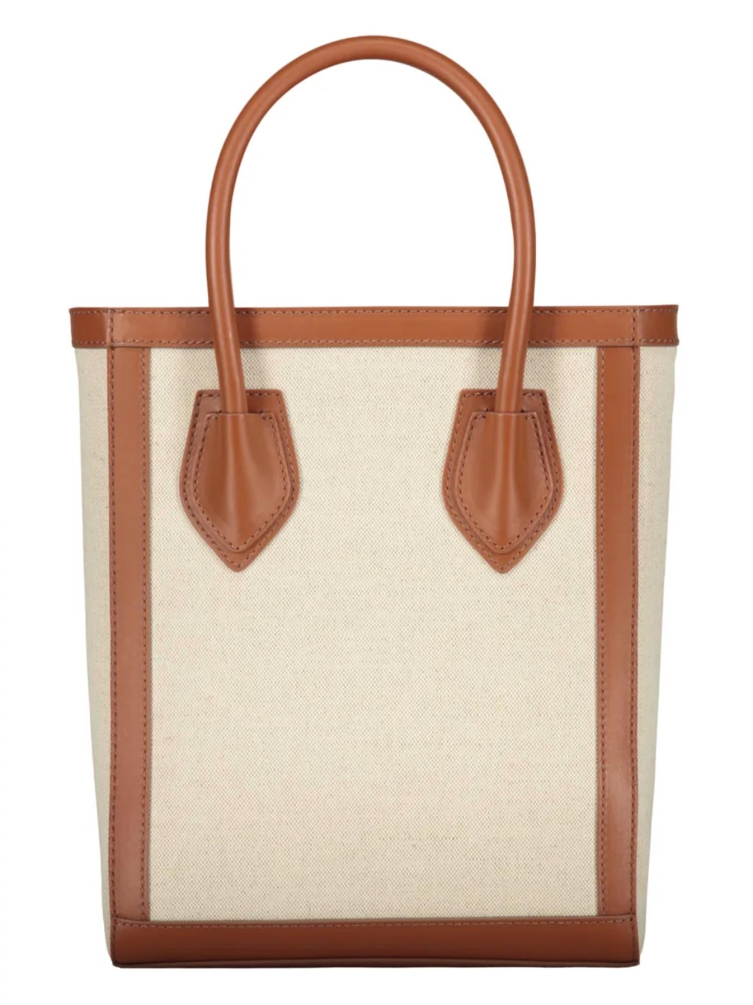 Balmain - Women's Leather Trimmed Canvas Tote Bag
