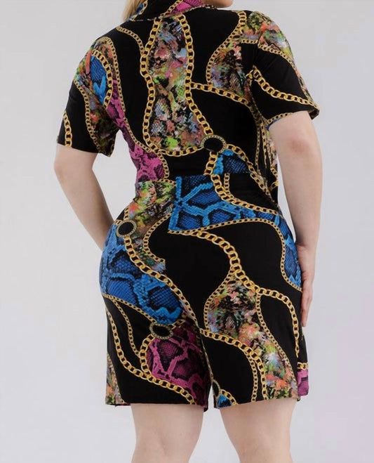 Karen T Design - Chain Print Wrap Romper