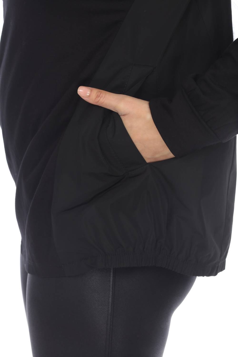 Joseph Ribkoff Mixed Panels V-neck Long Sleeve Top in black - women's blouse - view 5