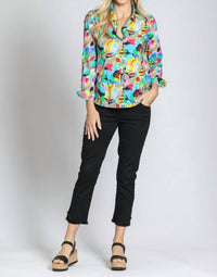 APNY Classic Button-up Shirt in bright blue multi - women's shirt - view 4