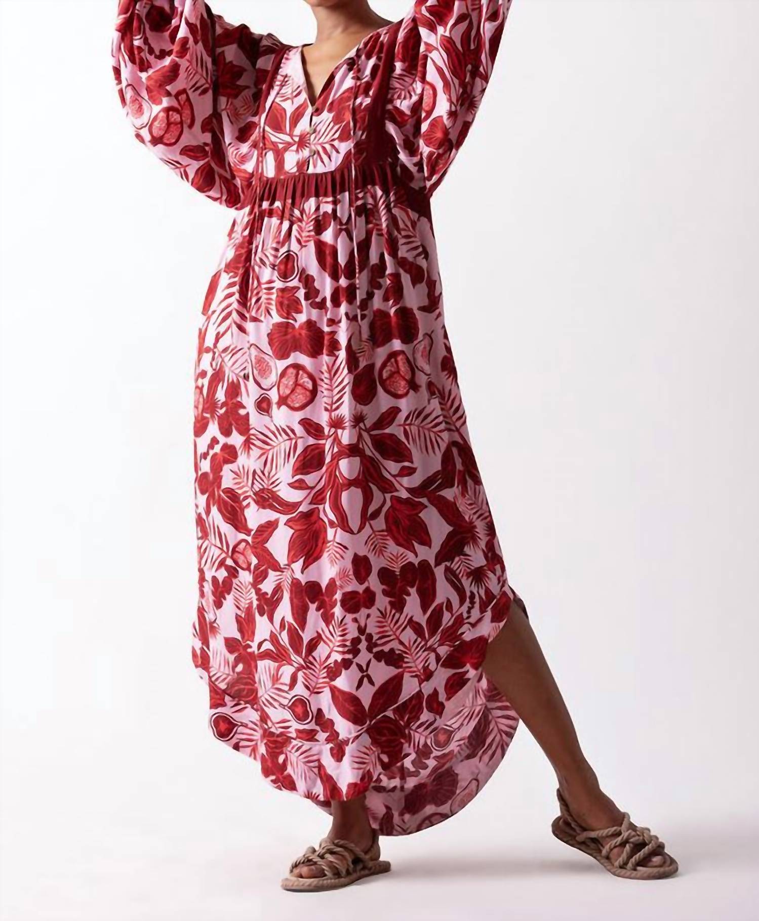Celina Moon Zineb Maxi Kaftan Dress in red rabella - women's dress