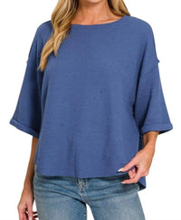 Zenana - Double Knit Three Quarter Sleeve Top