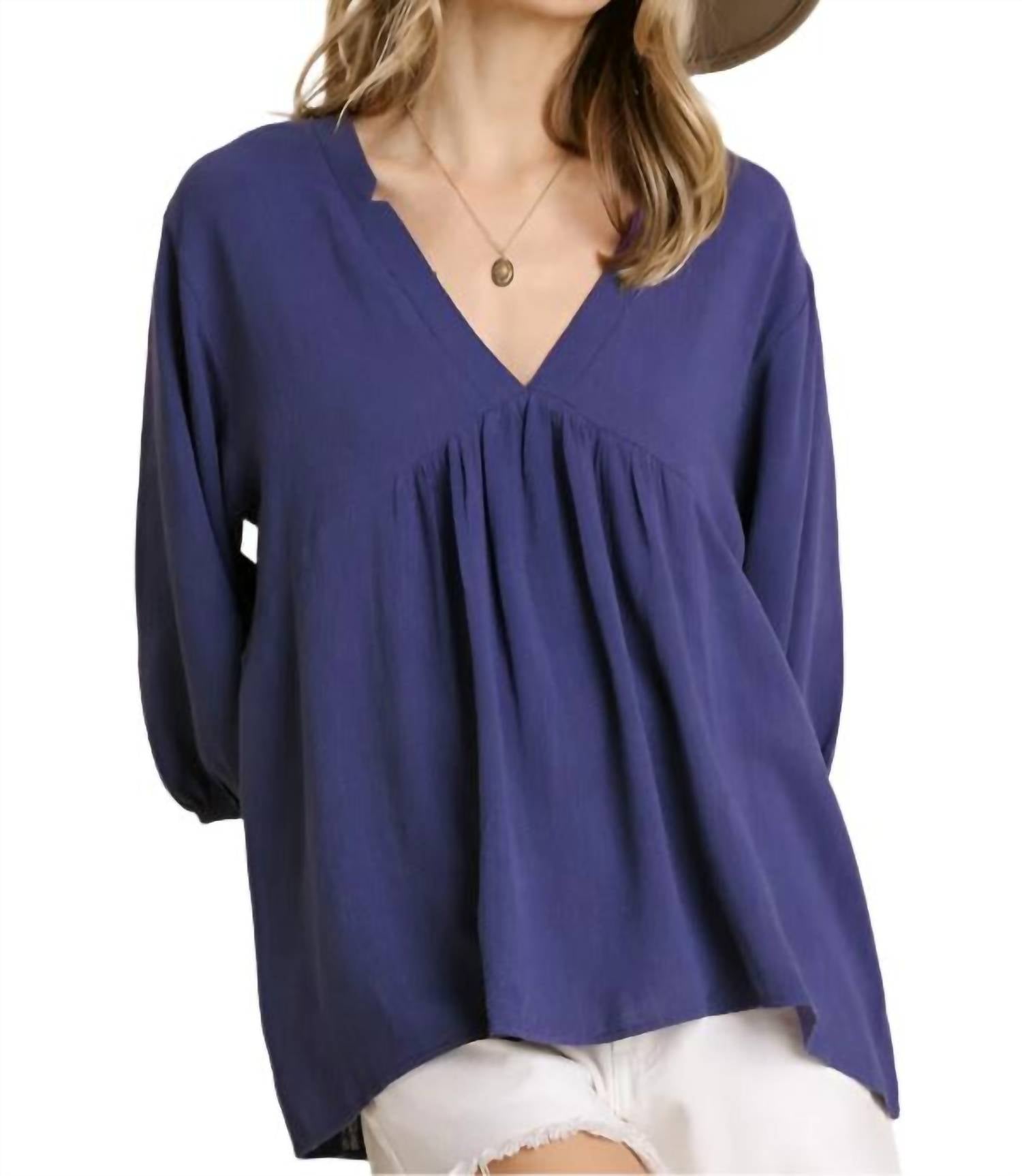 Umgee - V-neck Babydoll Top
