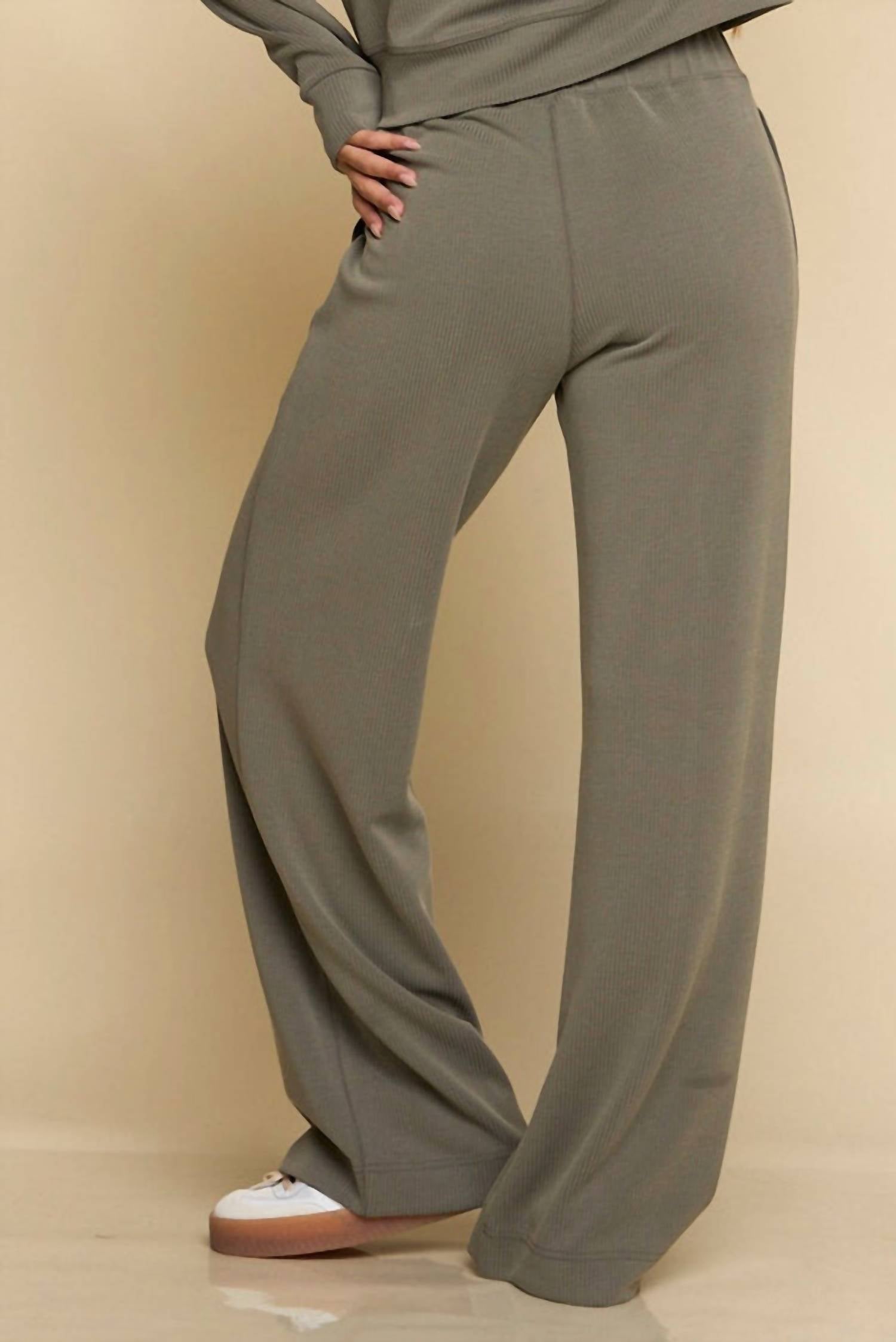 FUNDAMENTAL COAST Later On Rib Hi-waist Pants in grey - women's pants - alternate view
