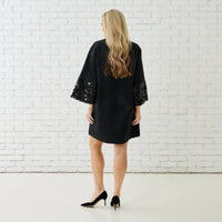Caryn Lawn Keri Mini Dress in black sparkle - women's dress - detail view