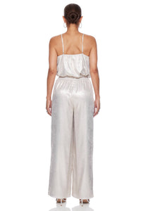 GREYLIN Karris Metallic Flower Halter Top in silver - women's tank top - alternate view