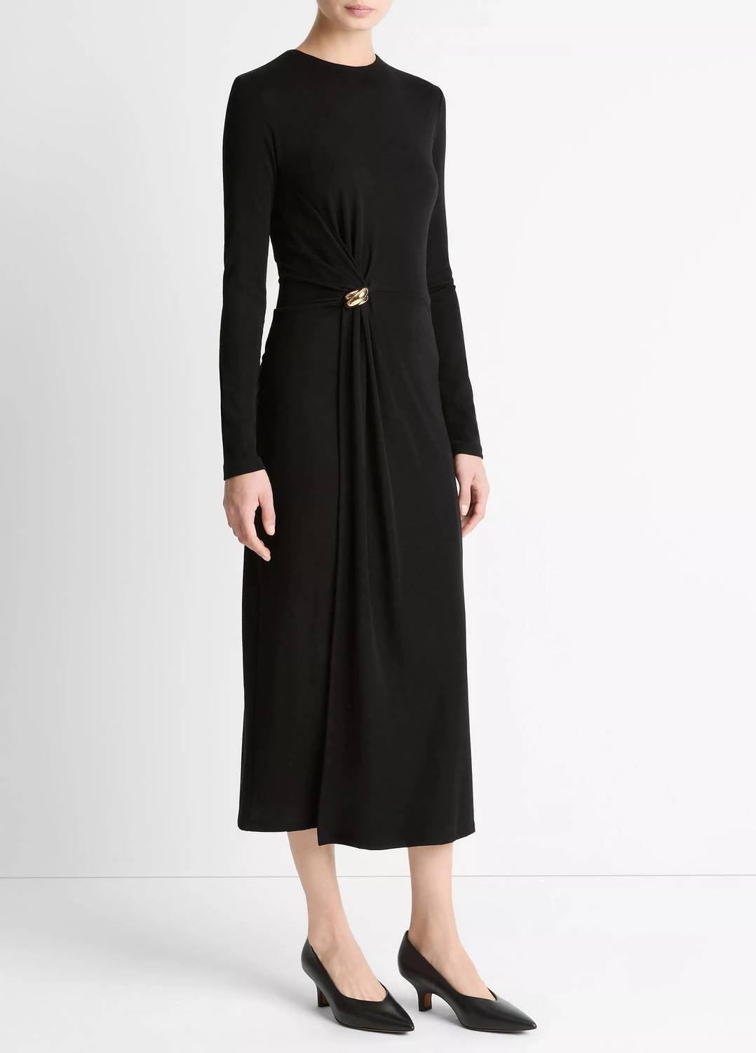Vince - Cinched-waist Wool-blend Long-sleeve Dress