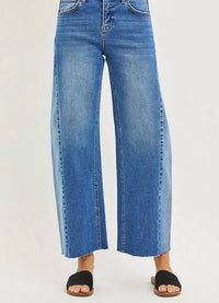 Risen - Slouchy Cropped Barrel Jeans With Contrast Wash